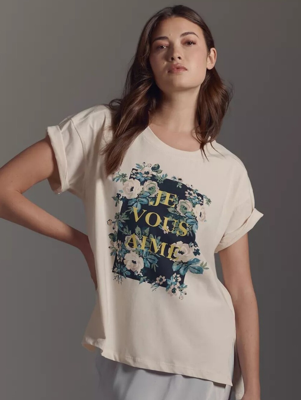 Anthropologie Floral French Oversized Shirt